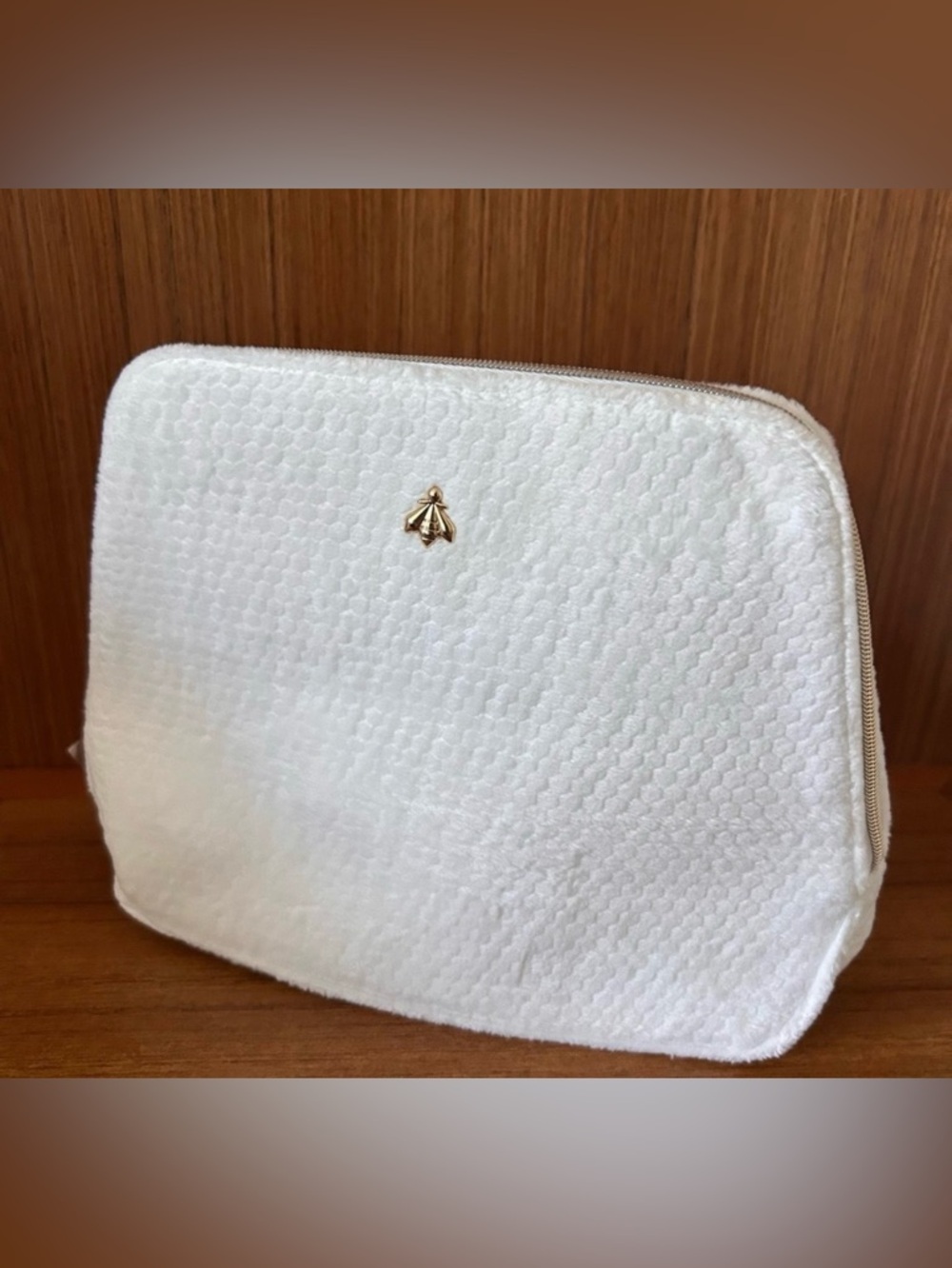 Guerlain Makeup Pouch White Honeycomb Bee Cosmetic Bag